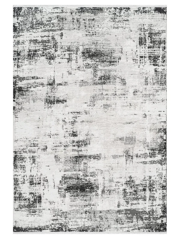 Destan Halı Essential Robot Süpürgeye Uygun Modern Desenli Kolay Temizlenebilir Salon Halısı Essential A2467B Krem Gri