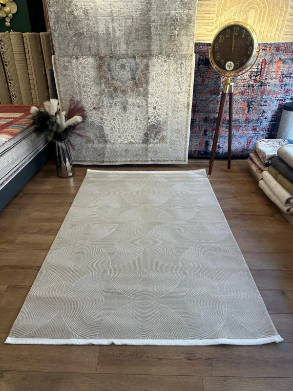 Destan Halı Havana İnce Yapılı ve Modren Hav Toz Vermez Kolay Temizlenebilir Makine Halısı F1013 Vizon