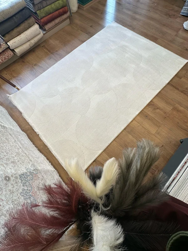 Destan Halı Havana İnce Yapılı ve Modren Hav Toz Vermez Kolay Temizlenebilir Makine Halısı F1014 Krem