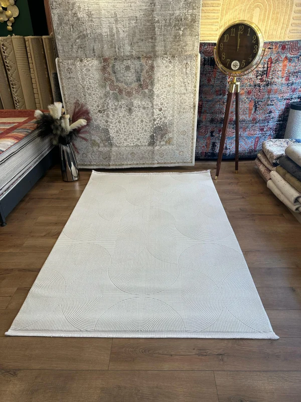 Destan Halı Havana İnce Yapılı ve Modren Hav Toz Vermez Kolay Temizlenebilir Makine Halısı F1014 Krem