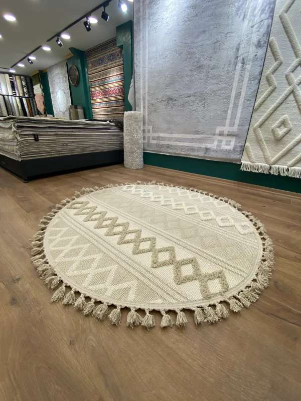Destan Halı Jakarta 451 Ivory Daire Iskandinav Halı