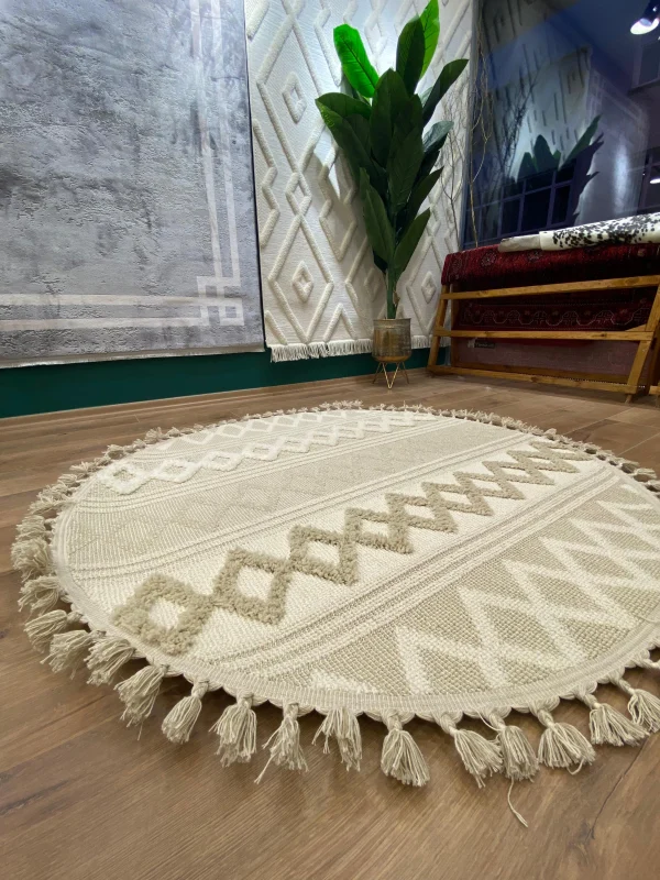 Destan Halı Jakarta 451 Ivory Daire Iskandinav Halı