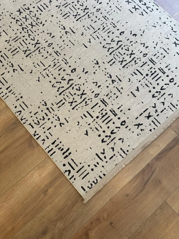Destan Halı Luna LN01 Bej Kaymaz Tabanlı Yıkanabilir Kilim