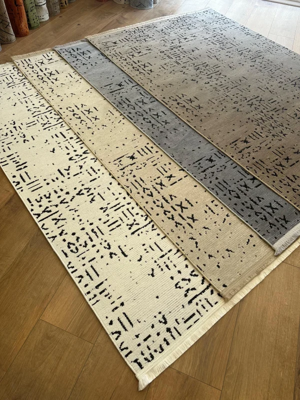 Destan Halı Luna LN01 Bej Kaymaz Tabanlı Yıkanabilir Kilim