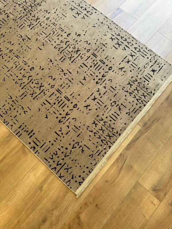 Destan Halı Luna LN04 Kahve Kaymaz Tabanlı Yıkanabilir Kilim