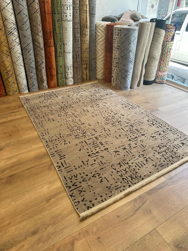 Destan Halı Luna LN04 Kahve Kaymaz Tabanlı Yıkanabilir Kilim
