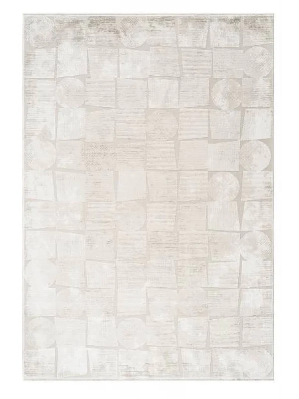 Destan Halı Luster Robot Süpürgeye Uygun Modern Desenli Kolay Temizlenebilir Salon Halısı 3503A BEJ