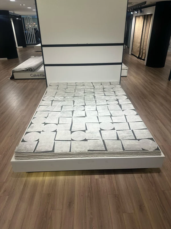 Destan Halı Luster Robot Süpürgeye Uygun Modern Desenli Kolay Temizlenebilir Salon Halısı 3503B Gri