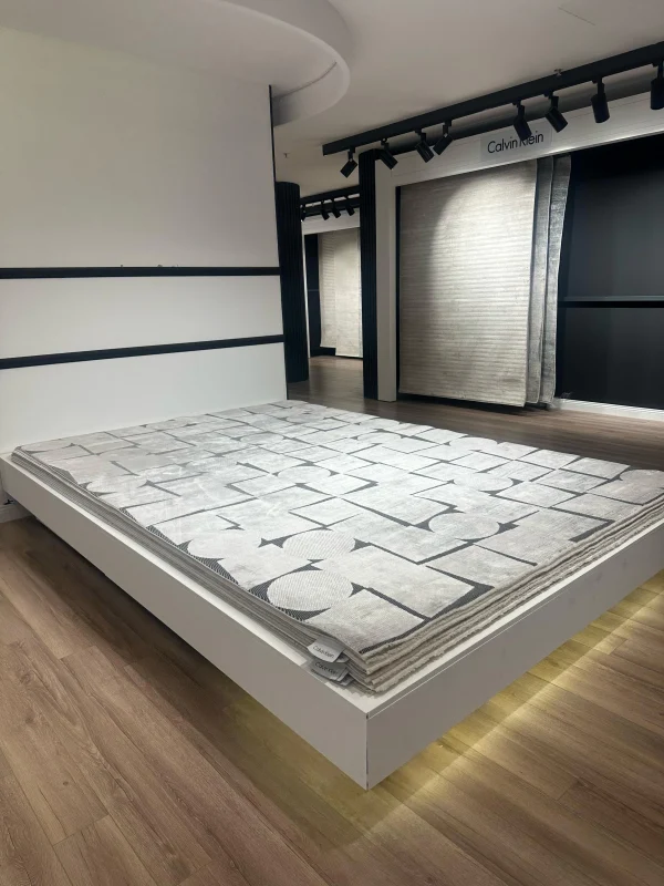 Destan Halı Luster Robot Süpürgeye Uygun Modern Desenli Kolay Temizlenebilir Salon Halısı 3503B Gri