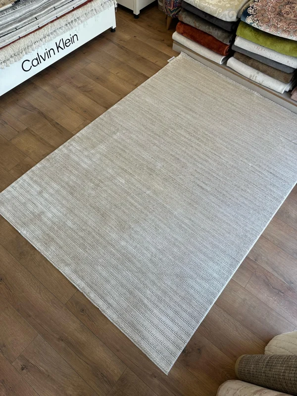 Destan Halı Luster Robot Süpürgeye Uygun Modern Desenli Kolay Temizlenebilir Salon Halısı 3504A Bej