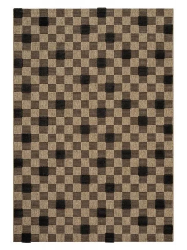 Destan Halı Merlot Robot Modern Desenli Kolay Temizlenebilir Salon Halısı A1502B NATUREL SİYAH