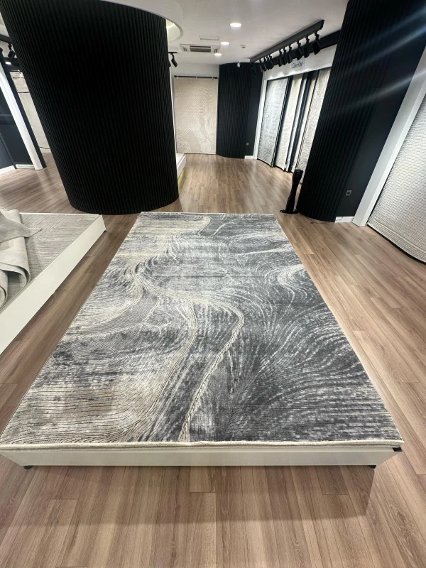 Destan Halı Modern Sheen Robot Süpürgeye Uygun Modern Desenli Kolay Temizlenebilir Salon Halısı 3482C Gri Bej