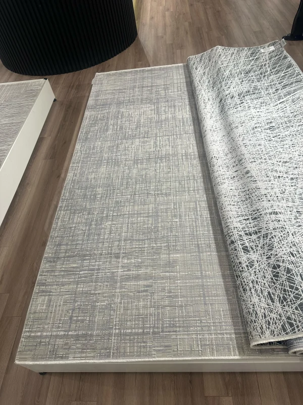 Destan Halı Modern Sheen Robot Süpürgeye Uygun Modern Desenli Kolay Temizlenebilir Salon Halısı 3484A Gri
