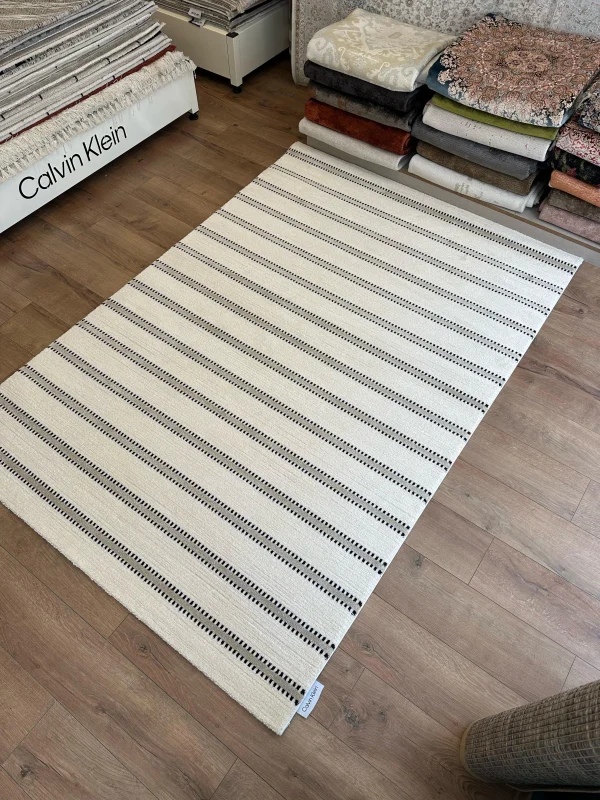 Destan Halı Odense Robot Süpürgeye Uygun Modern Desenli Kolay Temizlenebilir Salon Halısı 2069E Krem Vizon