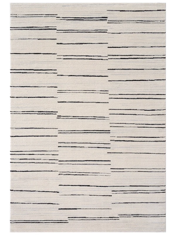 Destan Halı Odense Robot Süpürgeye Uygun Modern Desenli Kolay Temizlenebilir Salon Halısı A2064C Krem Siyah