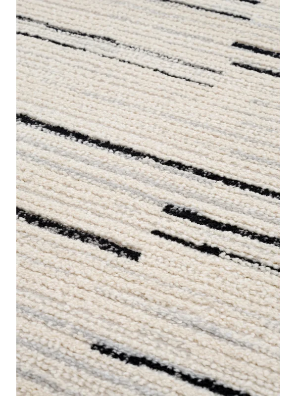 Destan Halı Odense Robot Süpürgeye Uygun Modern Desenli Kolay Temizlenebilir Salon Halısı A2064C Krem Siyah