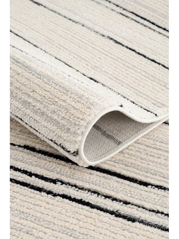 Destan Halı Odense Robot Süpürgeye Uygun Modern Desenli Kolay Temizlenebilir Salon Halısı A2064C Krem Siyah