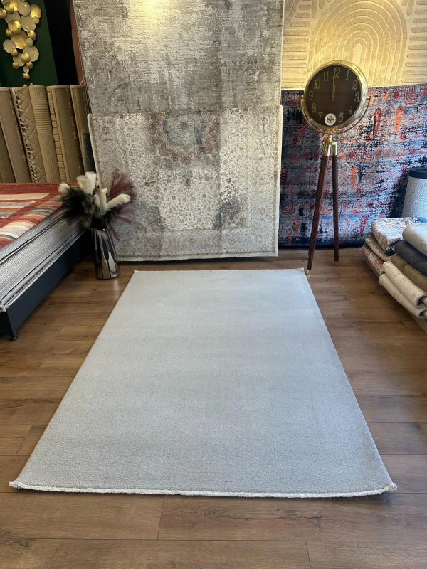 Destan Halı Palermo Yumuşak Yapılı Microfiber Toz Tüy Çıkarmaz Modern Salon Oturma Odası Yatak Odası Halısı Açık Gri