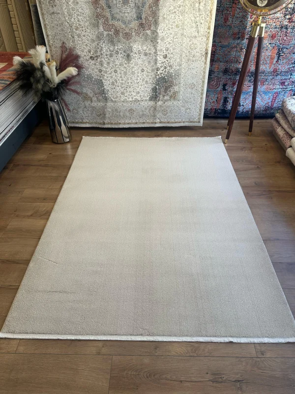 Destan Halı Palermo Yumuşak Yapılı Microfiber Toz Tüy Çıkarmaz Modern Salon Oturma Odası Yatak Odası Halısı Bej