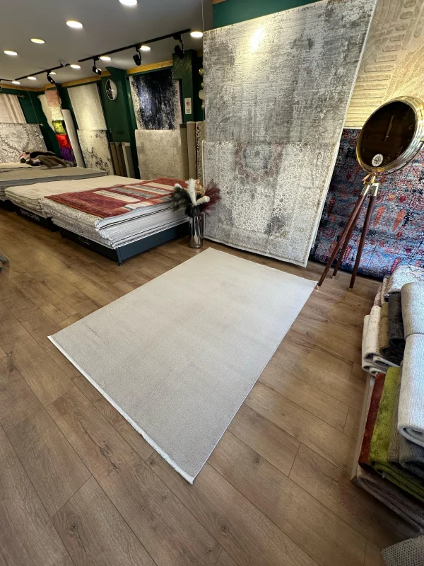 Destan Halı Palermo Yumuşak Yapılı Microfiber Toz Tüy Çıkarmaz Modern Salon Oturma Odası Yatak Odası Halısı Bej