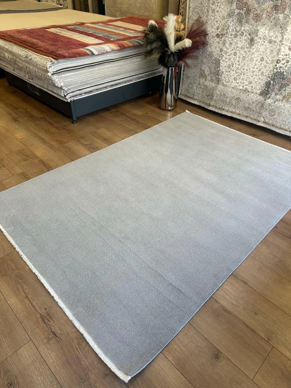Destan Halı Palermo Yumuşak Yapılı Microfiber Toz Tüy Çıkarmaz Modern Salon Oturma Odası Yatak Odası Halısı Koyu Gri