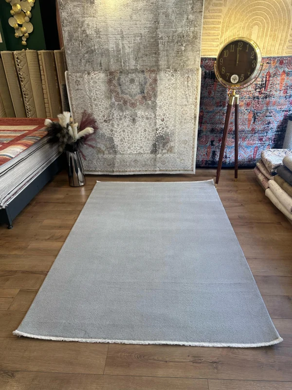 Destan Halı Palermo Yumuşak Yapılı Microfiber Toz Tüy Çıkarmaz Modern Salon Oturma Odası Yatak Odası Halısı Koyu Gri