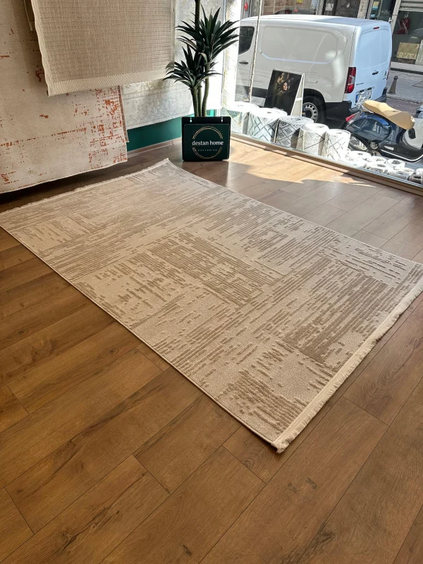 Destan Halı Gloria 5309 Bej Modern İskandinav Hav Toz Vermez Etnik Modern Makine Halısı