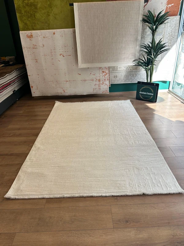 Destan Halı Gloria 5307 Krem Modern İskandinav Hav Toz Vermez Etnik Modern Makine Halısı