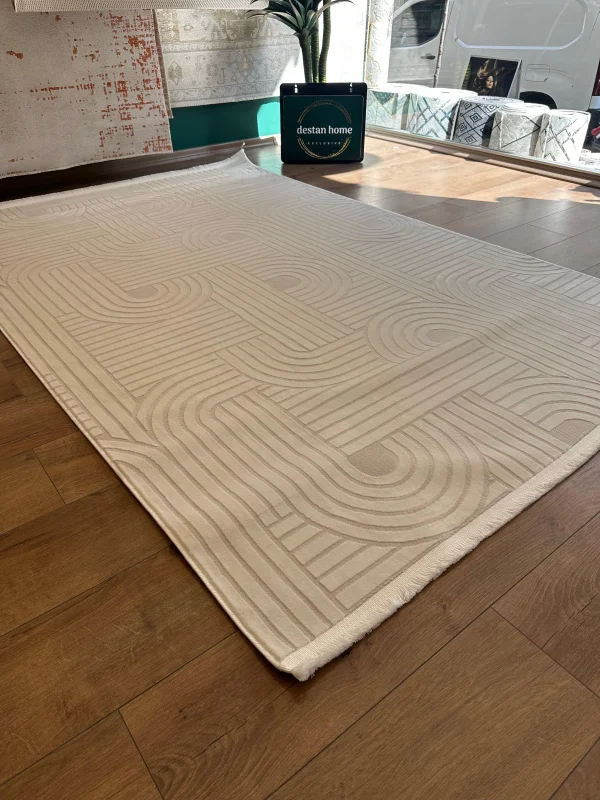 Destan Halı Play 02 Krem Modern İskandinav Hav Toz Vermez Etnik Modern Makine Halısı