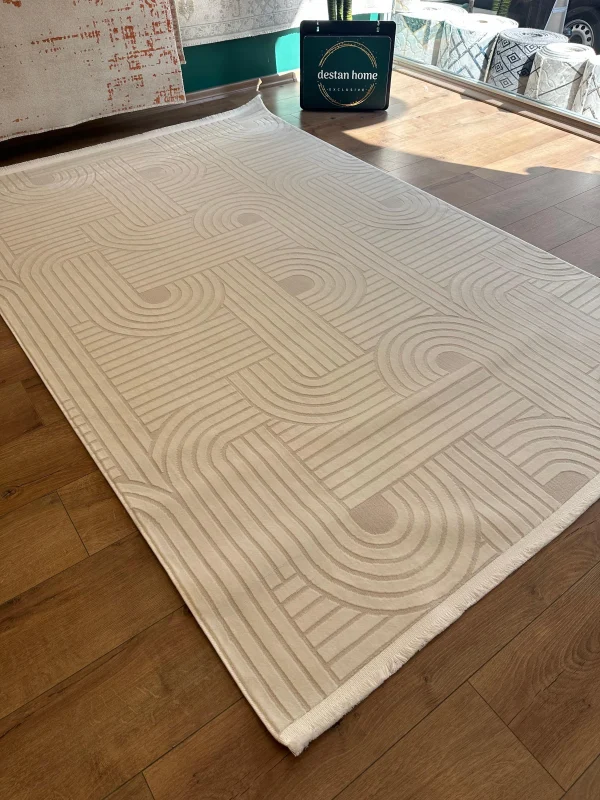 Destan Halı Play 02 Krem Modern İskandinav Hav Toz Vermez Etnik Modern Makine Halısı