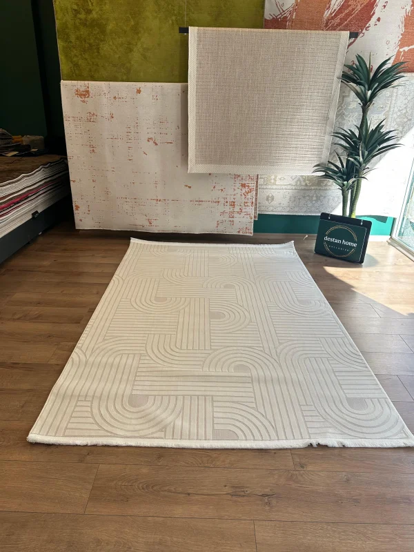 Destan Halı Play 02 Krem Modern İskandinav Hav Toz Vermez Etnik Modern Makine Halısı