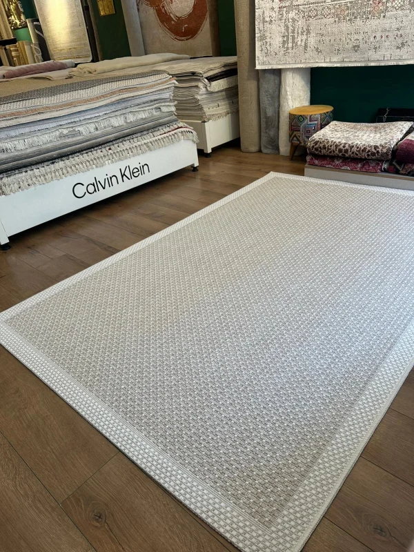 Destan Halı Sisal 04 Bordürlü Özel Ölçü Tam Çerçeveli Jüt Sisal Modern Halı
