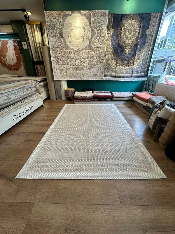 Destan Halı Sisal 04 Bordürlü Özel Ölçü Tam Çerçeveli Jüt Sisal Modern Halı
