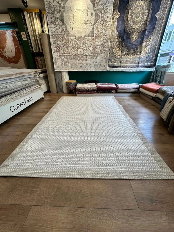 Destan Halı Sisal 05 Bordürlü Özel Ölçü Tam Çerçeveli Jüt Sisal Modern Halı