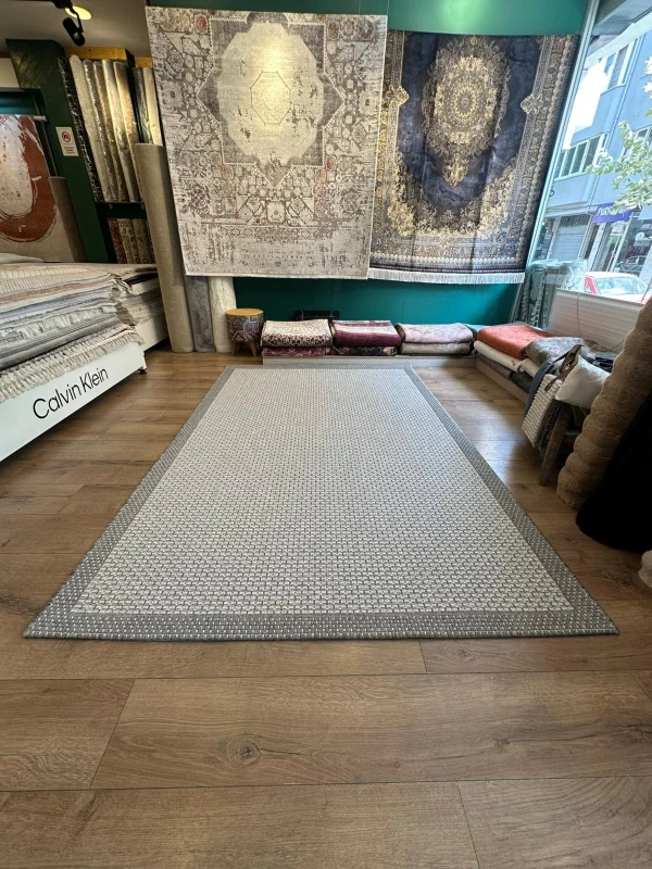 Destan Halı Sisal 06 Bordürlü Özel Ölçü Tam Çerçeveli Jüt Sisal Modern Halı