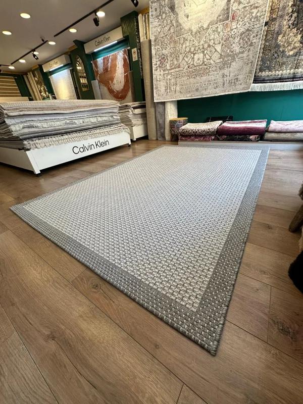 Destan Halı Sisal 06 Bordürlü Özel Ölçü Tam Çerçeveli Jüt Sisal Modern Halı