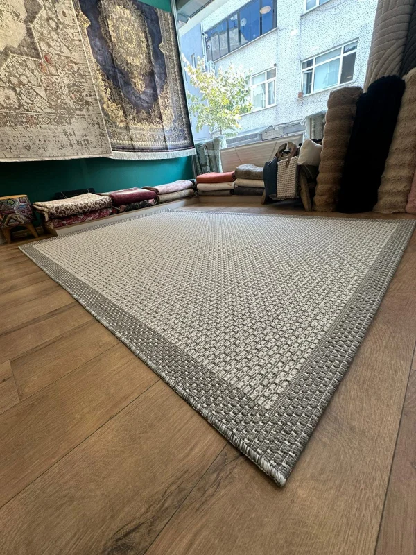 Destan Halı Sisal 06 Bordürlü Özel Ölçü Tam Çerçeveli Jüt Sisal Modern Halı