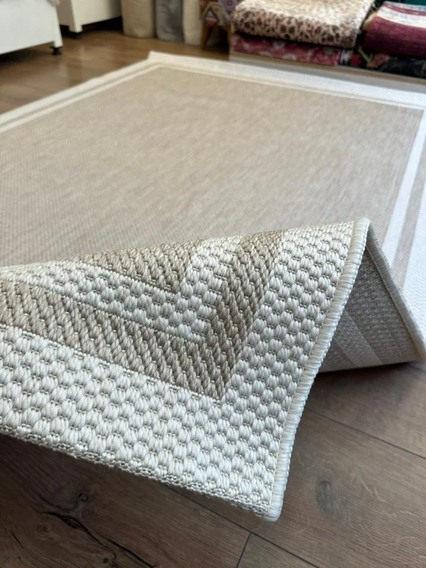 Destan Halı Sisal 01 Bordürlü Özel Ölçü Tam Çerçeveli Jüt Sisal Modern Halı