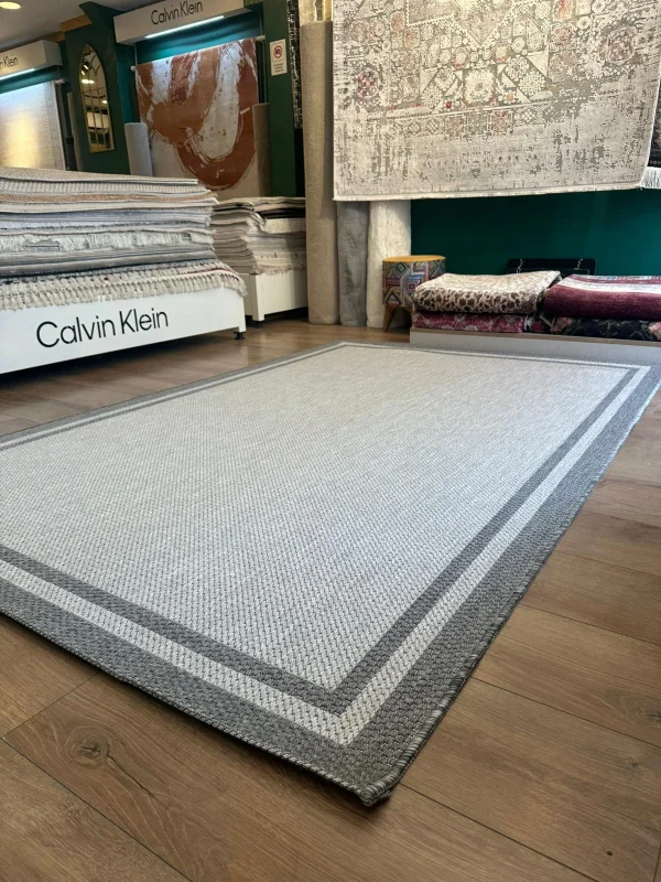 Destan Halı Sisal 02 Bordürlü Özel Ölçü Tam Çerçeveli Jüt Sisal Modern Halı