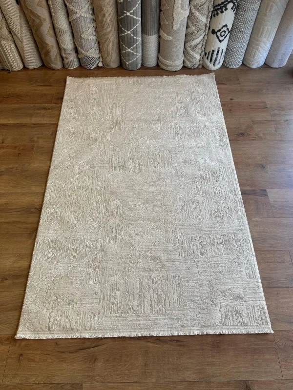 Destan Halı Sunrise 02 Modern Açık Krem Bej Renkli Yumuşak Dokulu ve Kolay Temizlenebilir Hafif Sık Dokuma Halı