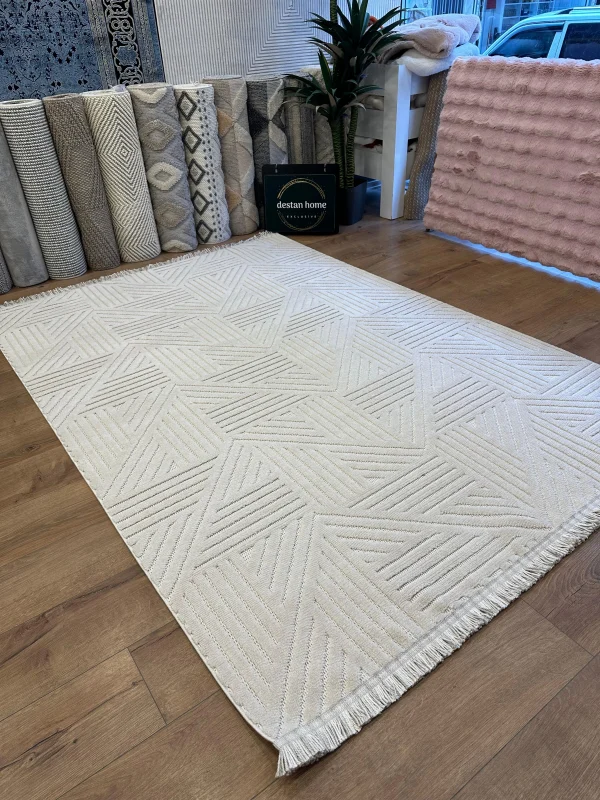 Destan Halı Tokyo 03 Bej Modern İskandinav Hav Toz Vermez Etnik Modern Makine Halısı