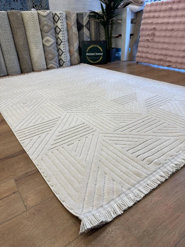 Destan Halı Tokyo 03 Bej Modern İskandinav Hav Toz Vermez Etnik Modern Makine Halısı