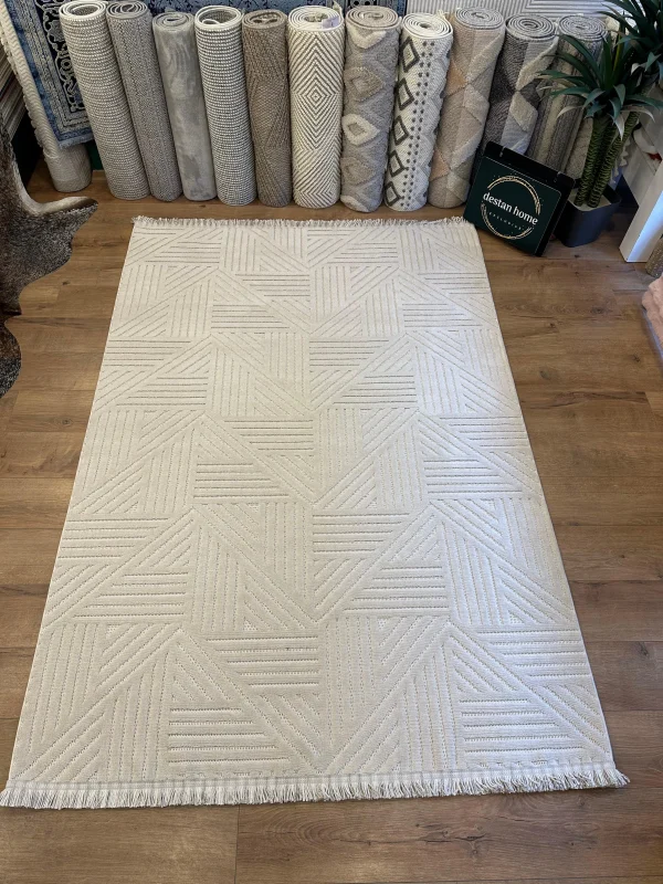 Destan Halı Tokyo 03 Bej Modern İskandinav Hav Toz Vermez Etnik Modern Makine Halısı