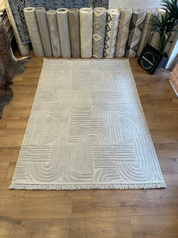 Destan Halı Tokyo Gri Modern İskandinav Hav Toz Vermez Etnik Modern Makine Halısı