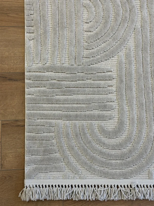 Destan Halı Tokyo Gri Modern İskandinav Hav Toz Vermez Etnik Modern Makine Halısı