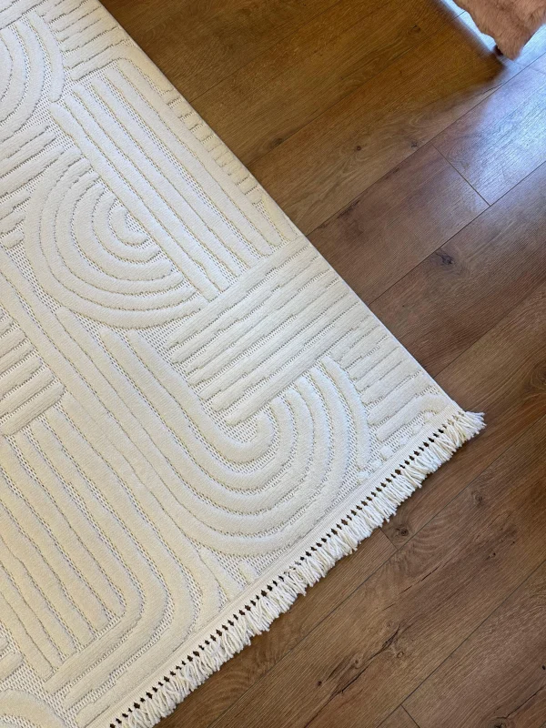 Destan Halı Tokyo Beyaz Modern İskandinav Hav Toz Vermez Etnik Modern Makine Halısı