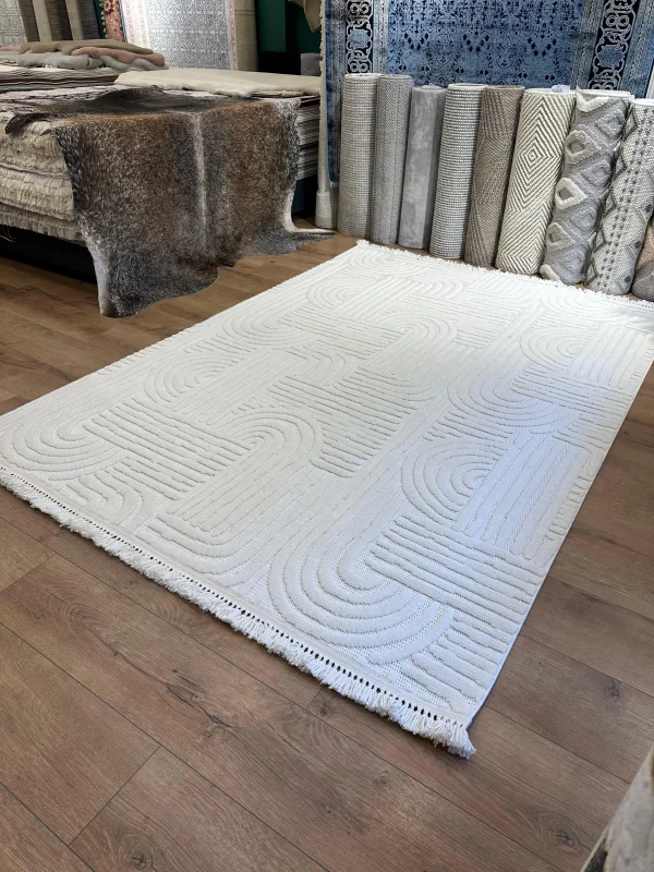 Destan Halı Tokyo Beyaz Modern İskandinav Hav Toz Vermez Etnik Modern Makine Halısı
