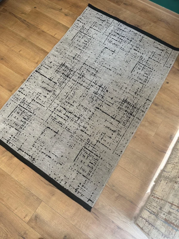 Destan Halı Ürgüp 6002 - Açık Gri Kaymaz Tabanlı Yıkanabilir Kilim