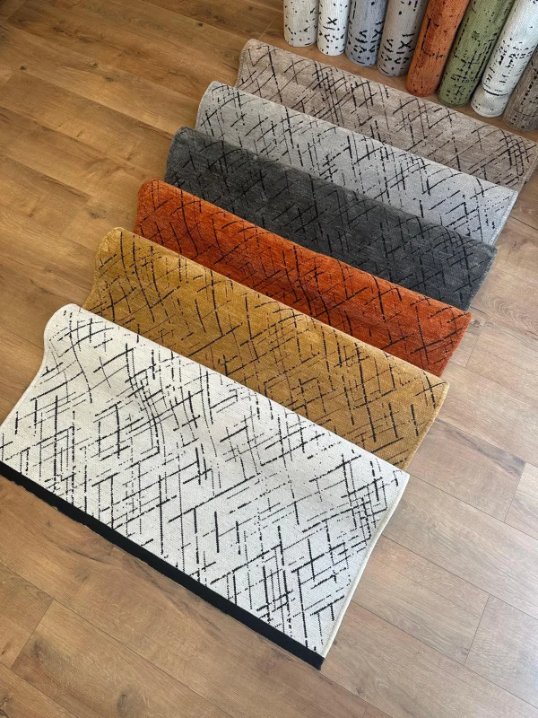 Destan Halı Ürgüp 6013 Hardal Kaymaz Tabanlı Yıkanabilir Kilim