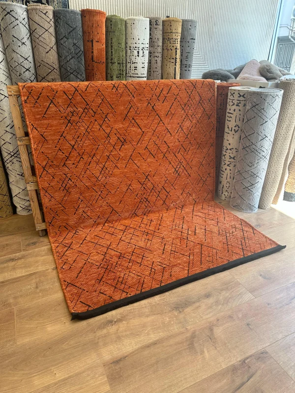 Destan Halı Ürgüp 6016 Kiremit Kaymaz Tabanlı Yıkanabilir Kilim